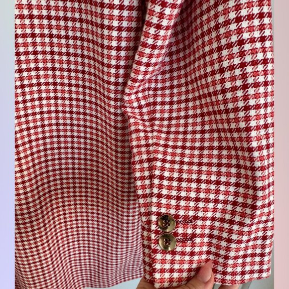Mos Mosh Checkered Red Long Blazer – Size 42 - Picture 8 of 10